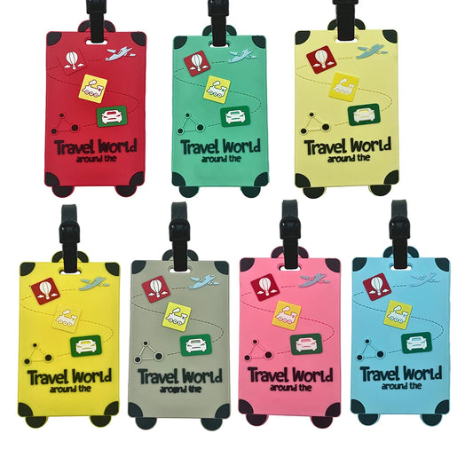 Silicone Travel Luggage Tags – Name & ID Card Holder, Anti-Counterfeiting, Solid Color Airplane Accessories