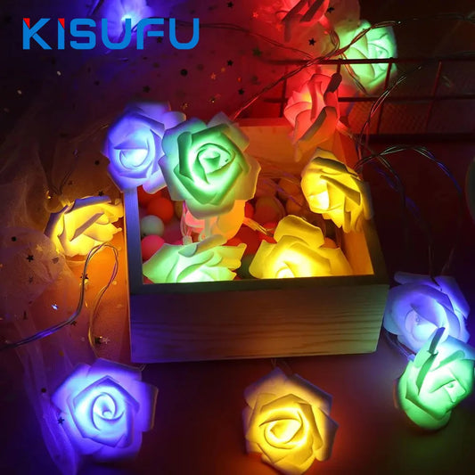 10M 6M 3M 1.5M Rose Flower LED String Lights USB/Battery Box Power Red Pink Warm Blue DIY Christmas Holiday Fairy String Lights