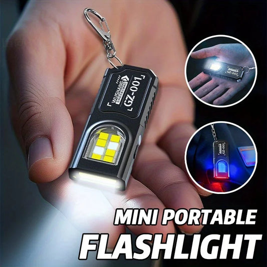 Powerful Mini COB LED Keychain Flashlight USB C Rechargeable Hanging Work Light Waterproof Keyring Camping Walking Pocket Lamp