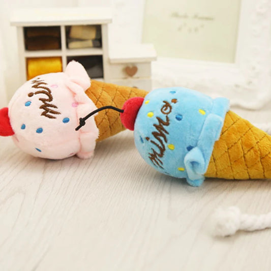 Pet Toys Fruit Animals Ice Cream Sound Toy Cartoon Dog Toys Stuffed Squeaking Pet Cute Plush Puzzle for Dog Cat Chew Squeaky Toy