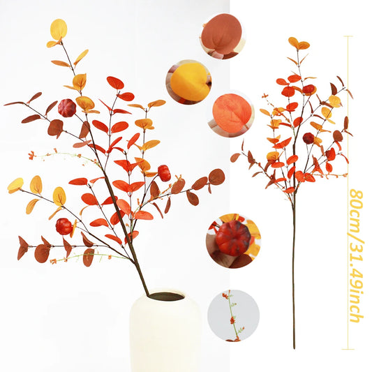 Artificial Eucalyptus Stems Fall Decorations Leaves Autumn Decorations Plants Home Room Table Decor Thanksgiving Halloween Decor