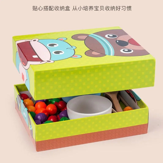 Food Feeding Simulation Feeding Game Role Play Early Education Pretend Food Set Spoon Simulation Wooden Feeding for Friend