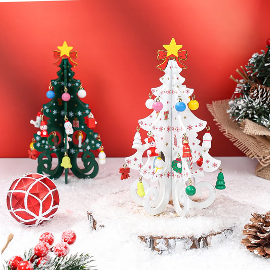 Christmas DIY Tree wooden Ornament Happy 2026 New Year DIY Table Home Decoration Xmas Navidad Merry Christmas Mini Trees