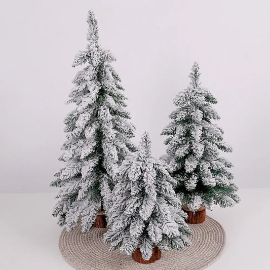 Mini Flocked Christmas Tree Pre Lit Artificial Tabletop Christmas Trees Snow Flocked Xmas Tree  DIY Decorations