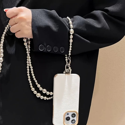 Holiday party gifts for friends and family, long silver bead hanging rope, phone case, bag, pendant
