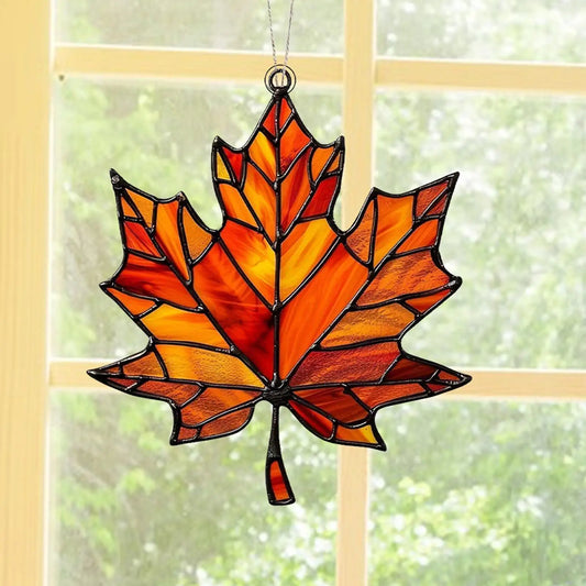 Fall Leaves Pendant Window Decor Acrylic Maple Leaves Holiday Ornaments Home Decor Thanksgiving Fall Decorations Party Supplies