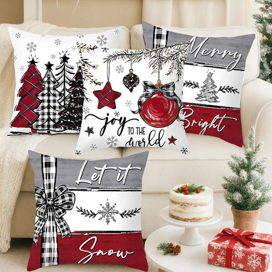 4pcs Christmas Pillow Covers Christmas Party Decoration 2025 Xmas Tree Santa Claus Pillowcase Navidad Natal New Year Gift 2026