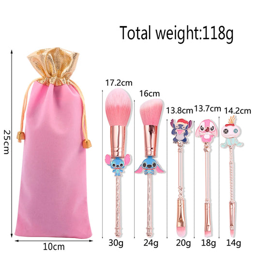 Bandai Lilo & Stitch Makeup Brushes Set Foundation Eye Shadow Powder Brush for Women Cartoon Stitch Cosmetic Beauty Tools Kits