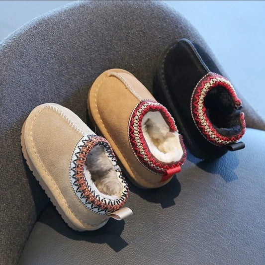 Kids Snow Boots Fashion Warm Winter Ankle Boot Versatile Thick 2025 Retro Baby Girls Shoes Classic Ethnic Boys Boot 1-4 Y Botas