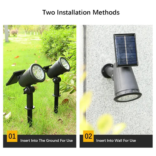 9 LED Solar Spotlights, Outdoor Waterproof Spotlights, Backyard Lighting, Ground Mounted Lawn Lights With Adjustable Brightness