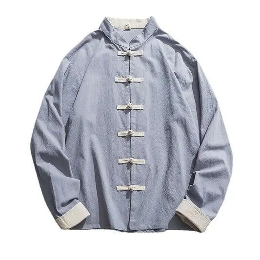 Mens Traditional Chinese Clothing Spring Autumn Solid Tang Suit Men Kung Fu Tai Chi Master Costume Male Tops Jackets Gift