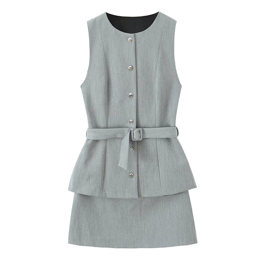 Women's clothing 2025 autumn new fashion style fake two-piece set royal sister light style dress