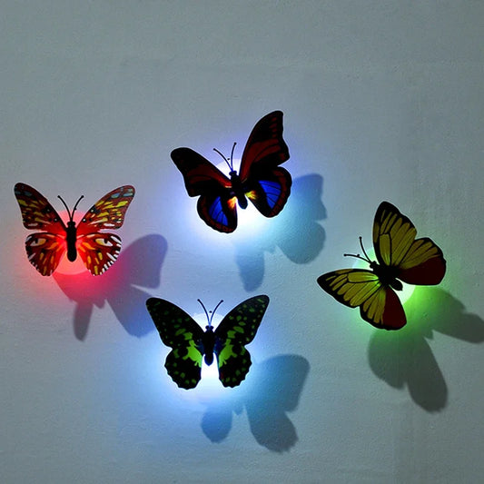 Butterfly Self-adhesive LED Wall Lamp Creative Home Room Decoration Night Light Indoor Atmosphere Lighting Random Color