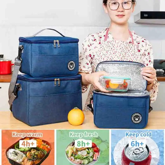 Simple Lunch Box Handbag Storage Bag Square Insulation Bag Aluminum Foil Thickened Bento Bag Large Capacity Picnic Bag With Rice