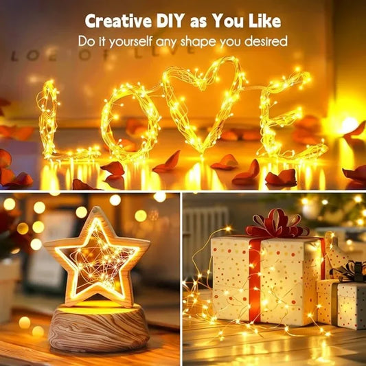 LED Fairy Lights Battery Operated String Lights Waterproof Silver Wire Firefly Starry Lights  Wedding Party Xmas Christmas Decor