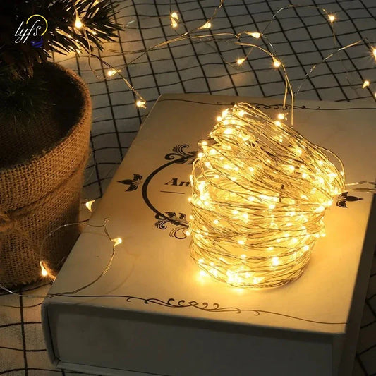 2/5/10M LED Copper Wire Light String Fairy Garland Battery Powered Garden Bedroom Party Wedding Christmas New Year Ornament