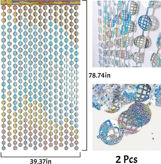 Disco Party Decorations Silver Foil Fringe Curtains Photo Backdrop for The 70s & 80s Last Disco Bachelorette Decades Party Decor