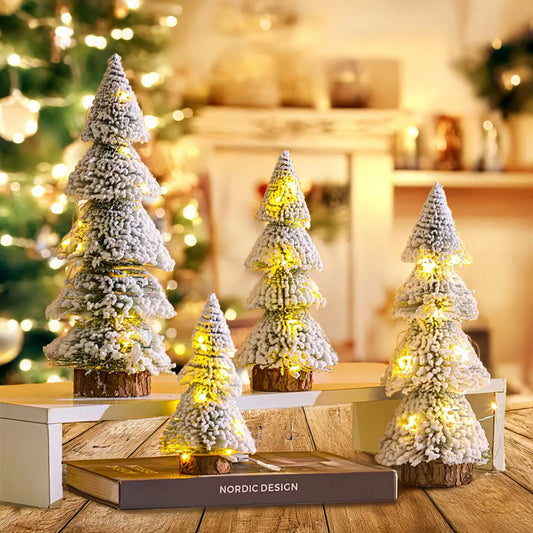 Mini Christmas Tree Tabletop Snow Pine Tree Decoration DIY New Year Xmas Party Home Table Ornament 2025 Christmas Gifts Decor