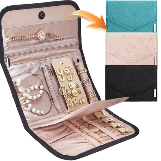 Travel Jewelry Storage Organizer Bracelet Earrings Accessories Carrying Bag Necklace Brooch Rings Travel Folding Roll Pouch