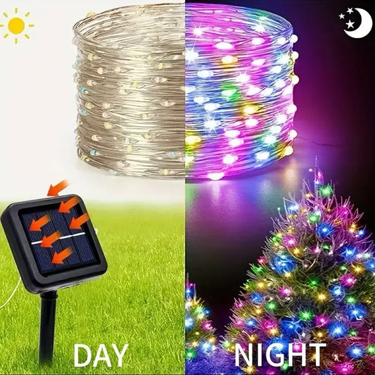 Outdoor Solar Power String Lights LED Solar Fairy Lights Waterproof with 8 Modes for Gardens Trees Parties Wedding Christmas