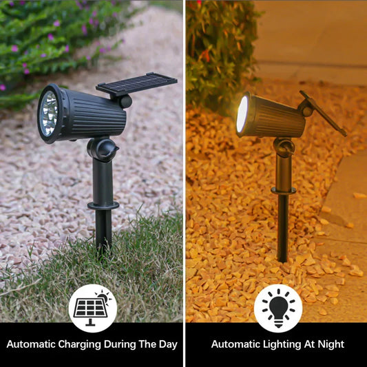9 LED Solar Spotlights, Outdoor Waterproof Spotlights, Backyard Lighting, Ground Mounted Lawn Lights With Adjustable Brightness