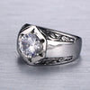 Titanium Steel Ring Set with Red Zircon Ornaments