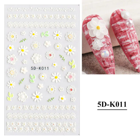 3D Hollow White Bridal Lace Butterfly Nail Stickers