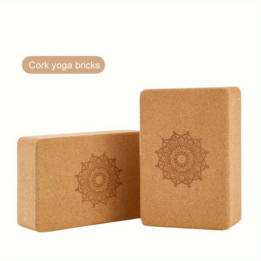 2pcs High-Quality Cork Yoga Bricks - High Density, Non-Slip Surface for Enhanced Stability in Yoga, Pilates & Stretching