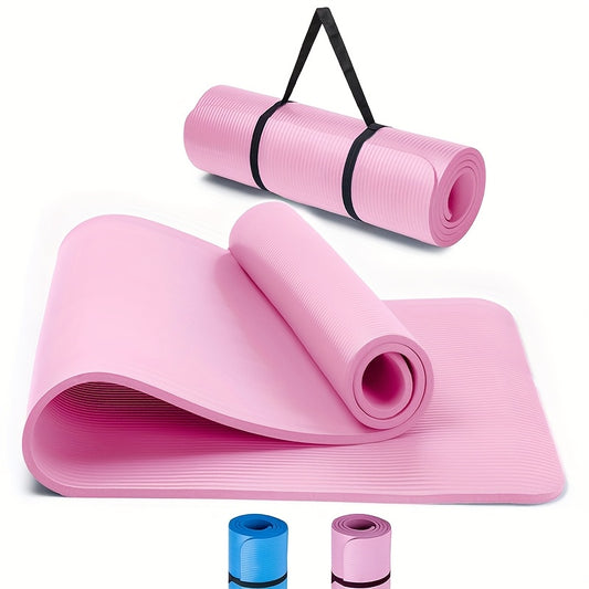 Sildurx Non-Slip Yoga Mat with Carry Strap - Thick NBR Exercise Mat for Home Yoga, Pilates, Stretching & Fitness Workouts, Vibrant Pink with Black Straps, Home Workout Mat | Vibrant Yoga Mat | Nbr Yoga Mat, Yoga Mat Extra Thi