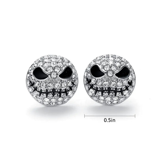 Rhinestone Skull Stud Earrings for Halloween