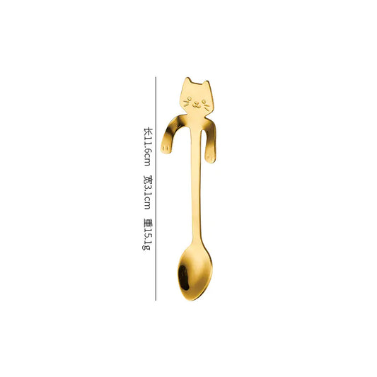 304 Stainless Steel Spoon - Cute Cat Design Stirring Spoon
